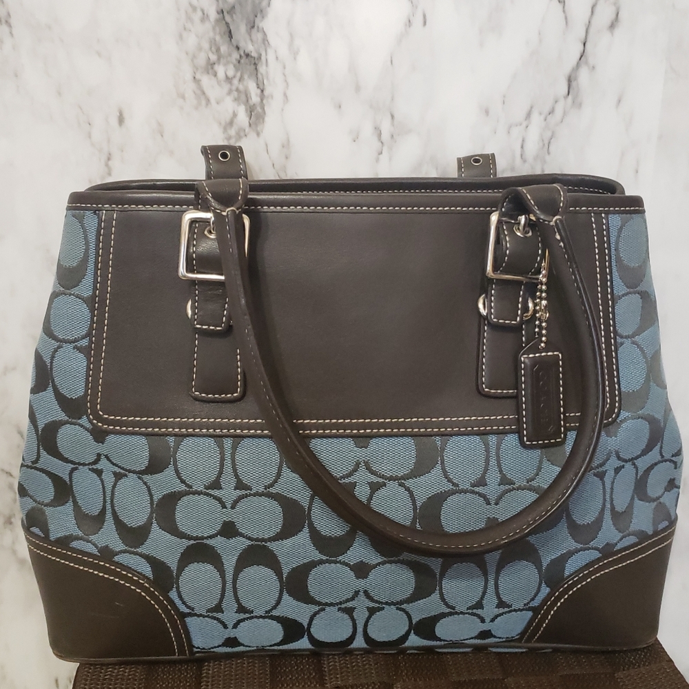 Small Coach bag, blue/brown